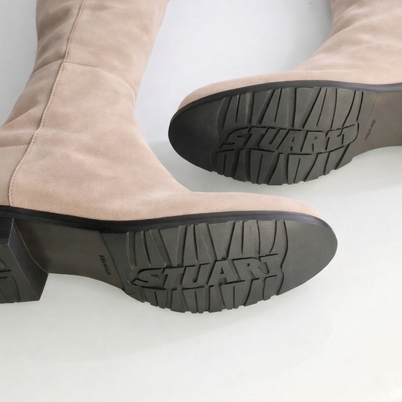 Women's Knee-High Suede Boots in Beige - Picture 2 of 4